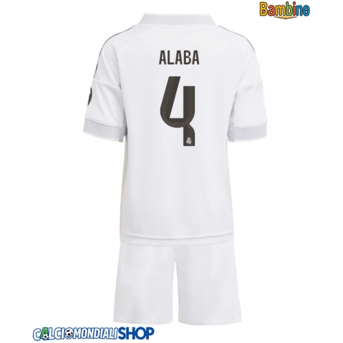 Maglie da calcio Real Madrid David Alaba #4 Prima Maglia Bambino 2025-26 Manica Corta + Pantaloni corti)